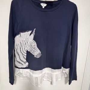 Crown & Ivy Navy Long Sleeve with Zebra Accent